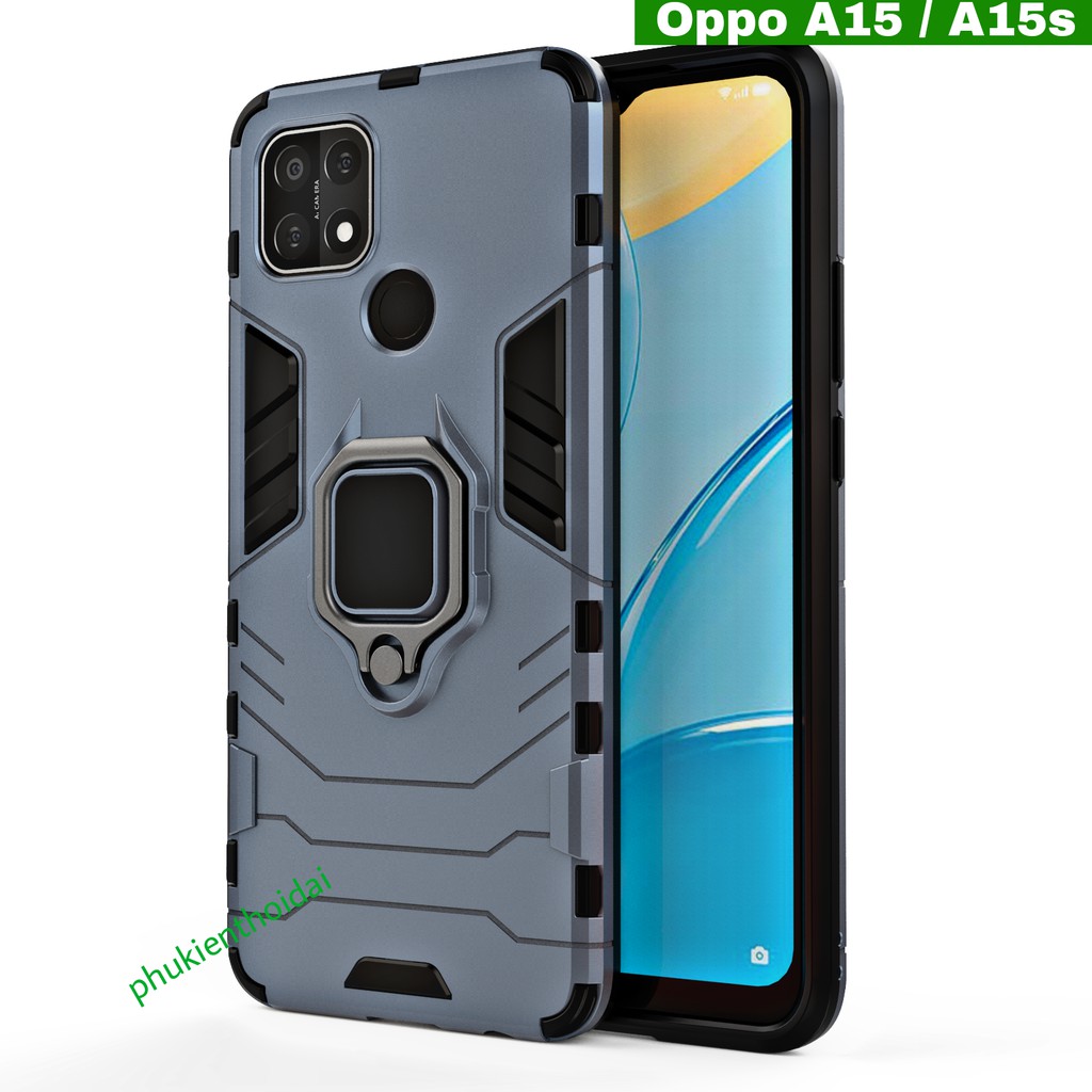 Ốp lưng Oppo A15 / A15s Iron Man Iring chống sốc giá đỡ xem phim cao cấp