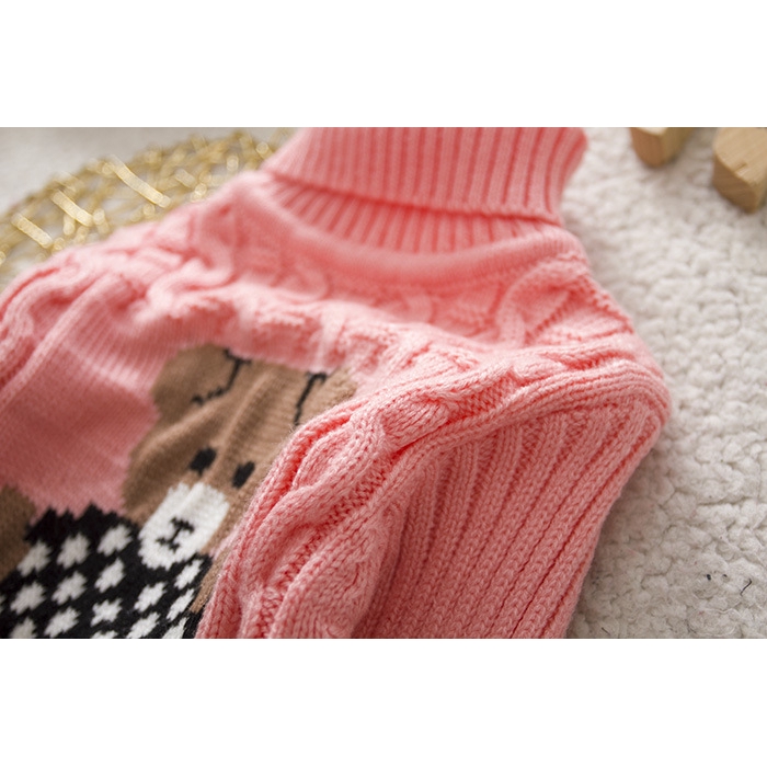 Áo Len Cổ Lọ Hình Gấu teddy Cho Bé Trai Và Bé Gái