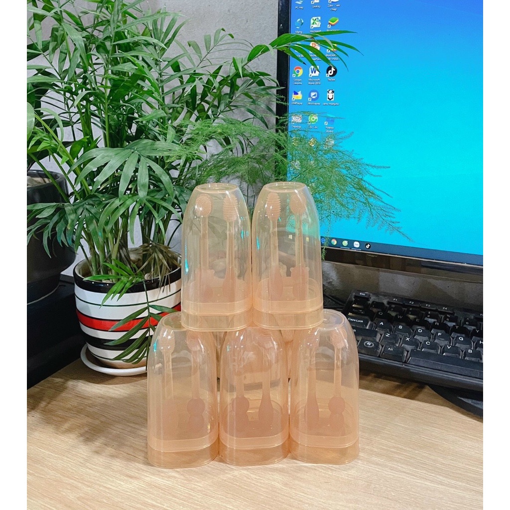 Sét rơ lưỡi - bàn chải silicon cho bé ( 0 - 36 tháng hộp màu vàng )