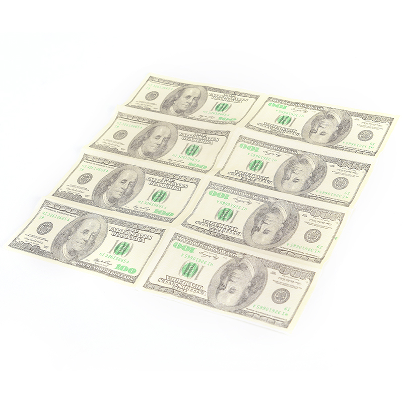 Set 100 Khăn Giấy Vệ Sinh Mềm Mại In Hình Tờ Tiền Đô La Vui Nhộn Thời Trang