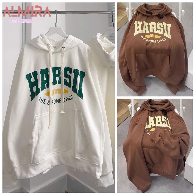 Áo hoodie nữ form rộng   HART SLL mũ 2 lớp có dây kéo bản to