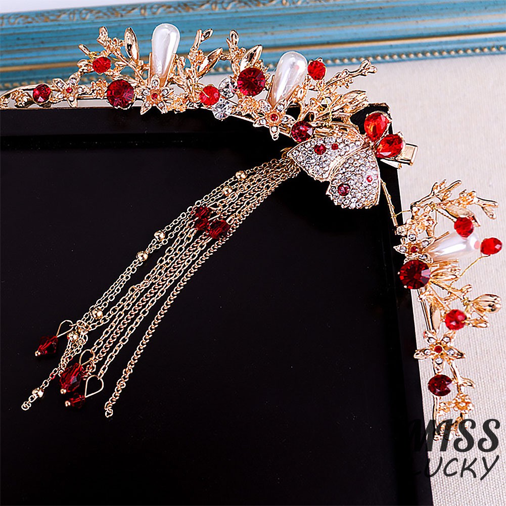 Bộ trang sức gồm cài tóc 2 trâm cài và đôi bông tai bằng hợp kim hình hoa lá đính đá xinh xắn cho nữ