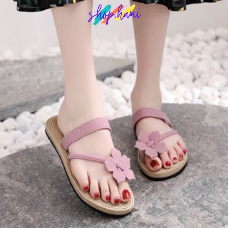 Dép Xỏ Ngón Hoa Cúc Nữ Giả Cói Mềm Mại, Chống Trơn Trượt, Với Nhiều Màu Xinh Tươi Có Đủ Size 36-40 SHOP HAMI D09