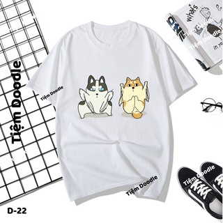 Áo thun nam nữ tay lỡ unisex oversize form rộng basic tee các chú chó husky ngộ nghĩnh