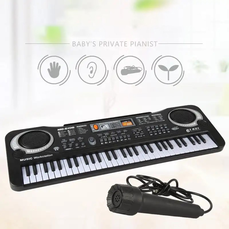 Đàn Piano Electronic Keyboard 61 Phím Kèm Mic Cho Bé Làm Quen Với Âm Thanh Nhiều Chức Năng