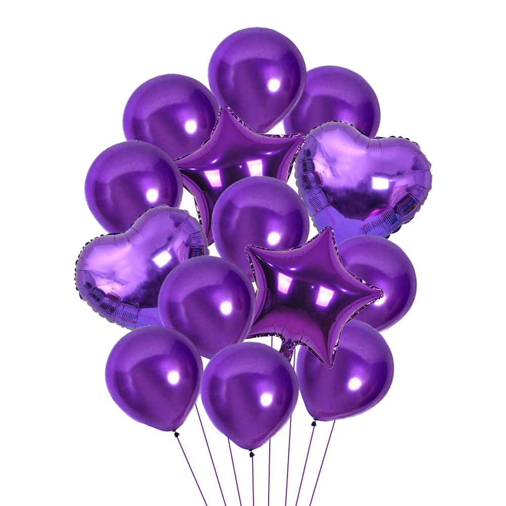 Set bong bóng 12 inch màu tím trang trí tiệc sinh nhật