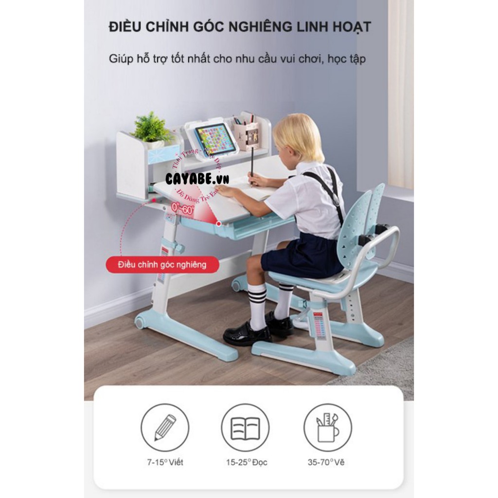 BÀN HỌC THÔNG MINH CHỐNG GÙ, CHỐNG CẬN CHO BÉ MÀU XANH CAYABE CB-002
