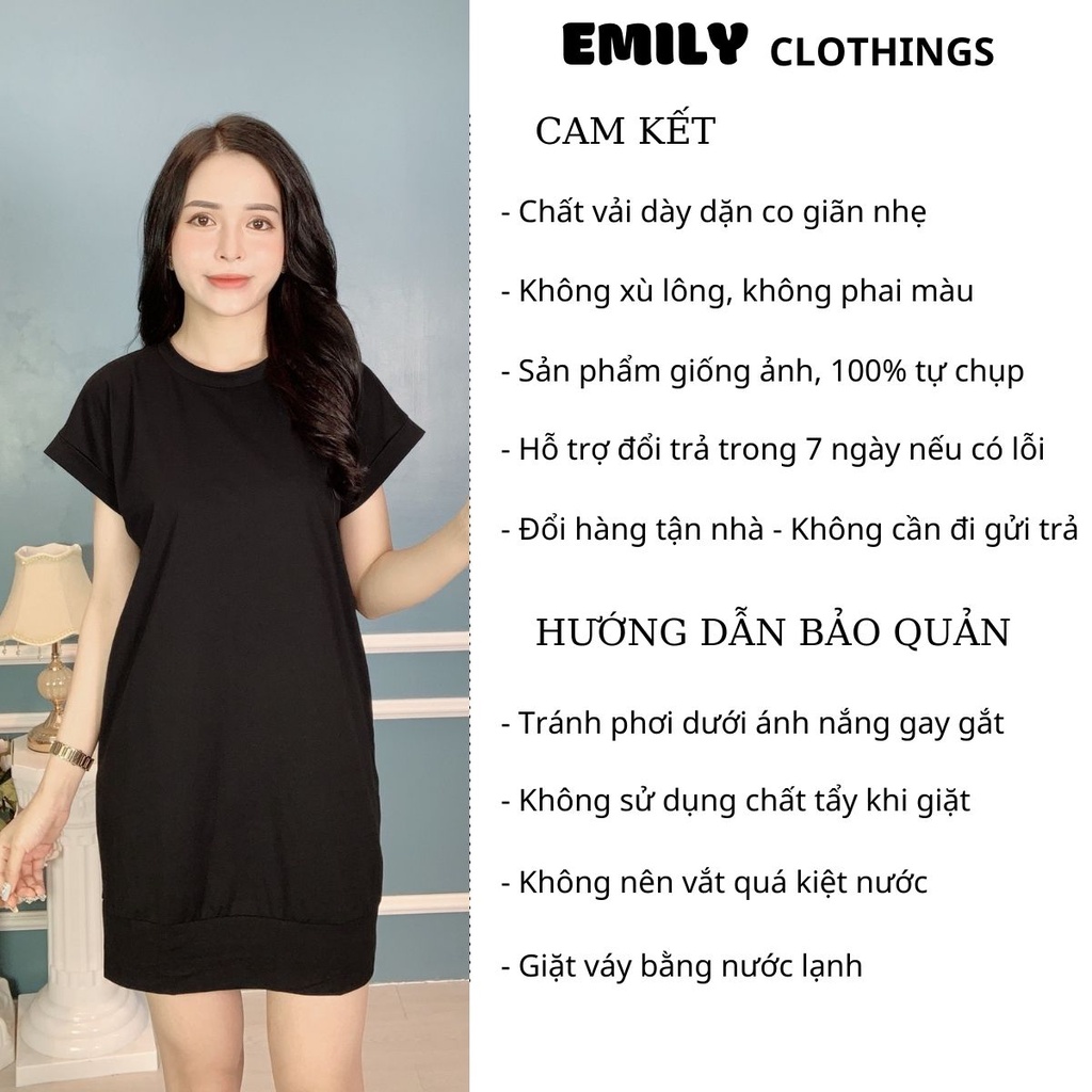 Váy babydoll tay phồng dáng suông ngắn bánh bèo tiểu thư chất cotton thun phong cách vintage Emilyclothings VX06