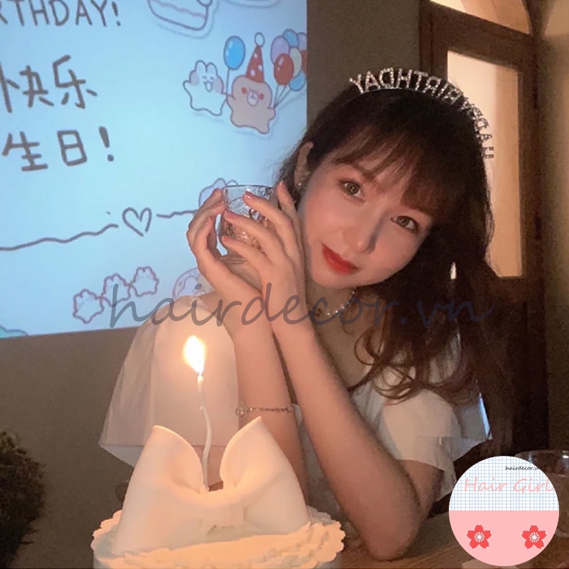 Băng Đô Hình Chữ Happy Birthday Đính Đá Lấp Lánh Xinh Xắn