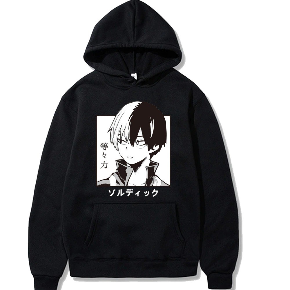 Áo Hoodie Anime Shoto Todoroki Itachi Nỉ Bông có mũ form rộng basic tay dài dày dặn ấm áp cặp đôi nam nữ unisex Aomivn