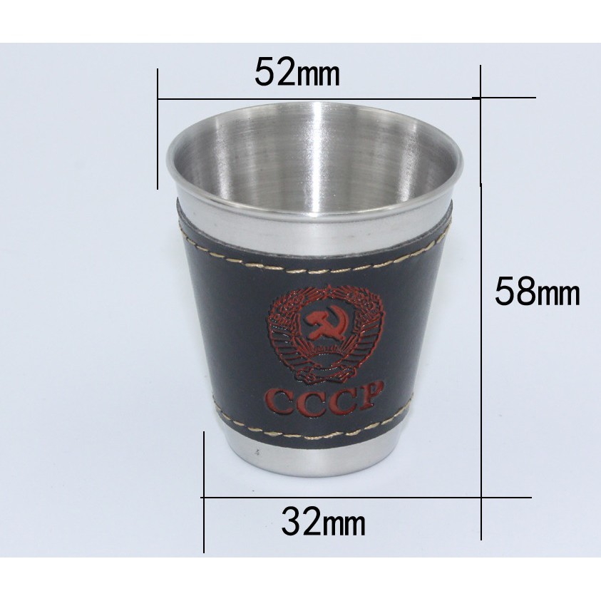Bộ 4 cốc inox bọc da dung tích 70ml kèm bao da