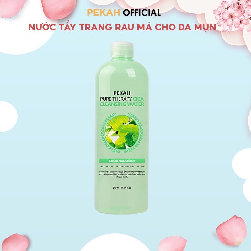 Nước tẩy trang rau má ngừa và cải thiện da mụn PEKAH Pure Therapy Cica Cleansing Water 500ml