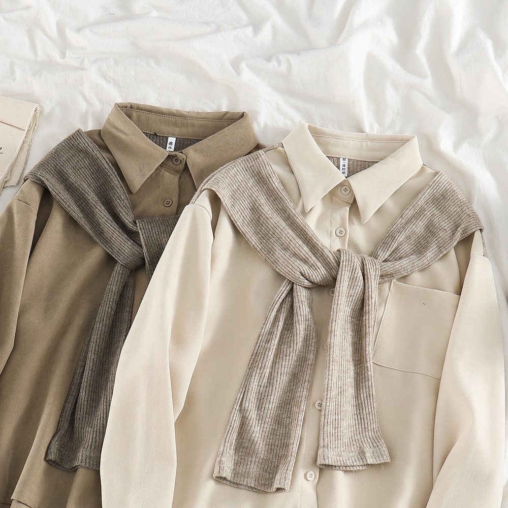 Áo khoác giả hai lớp tay dài phong cách retro | BigBuy360 - bigbuy360.vn