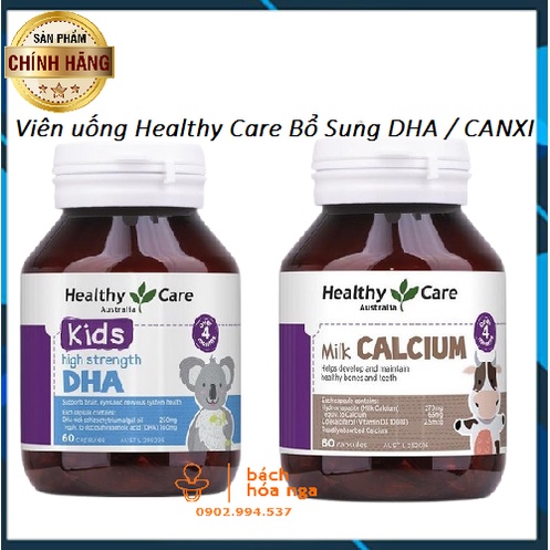 Viên Uống Healthy Care Úc Bổ Sung DHA/CANXI Cho Bé Hộp 60 viên