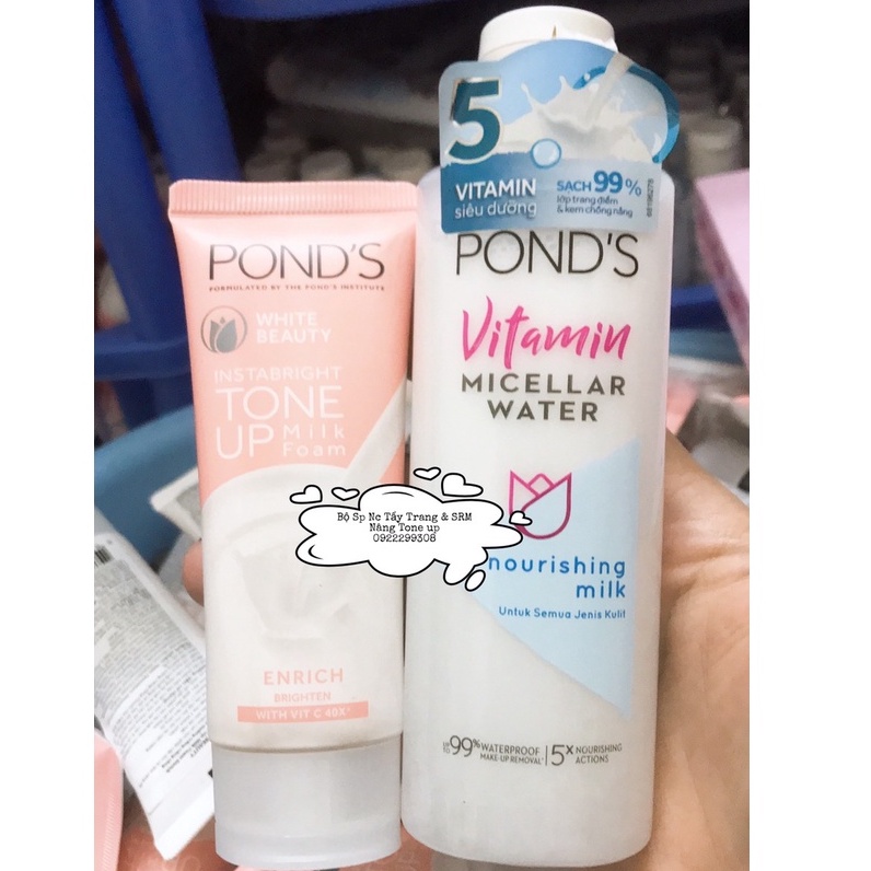 Bộ Pond's Sữa rửa mặt đất sét Sạch Sâu Sáng mịn 40g + Tẩy trang Vitamin Micellar Water 100ml