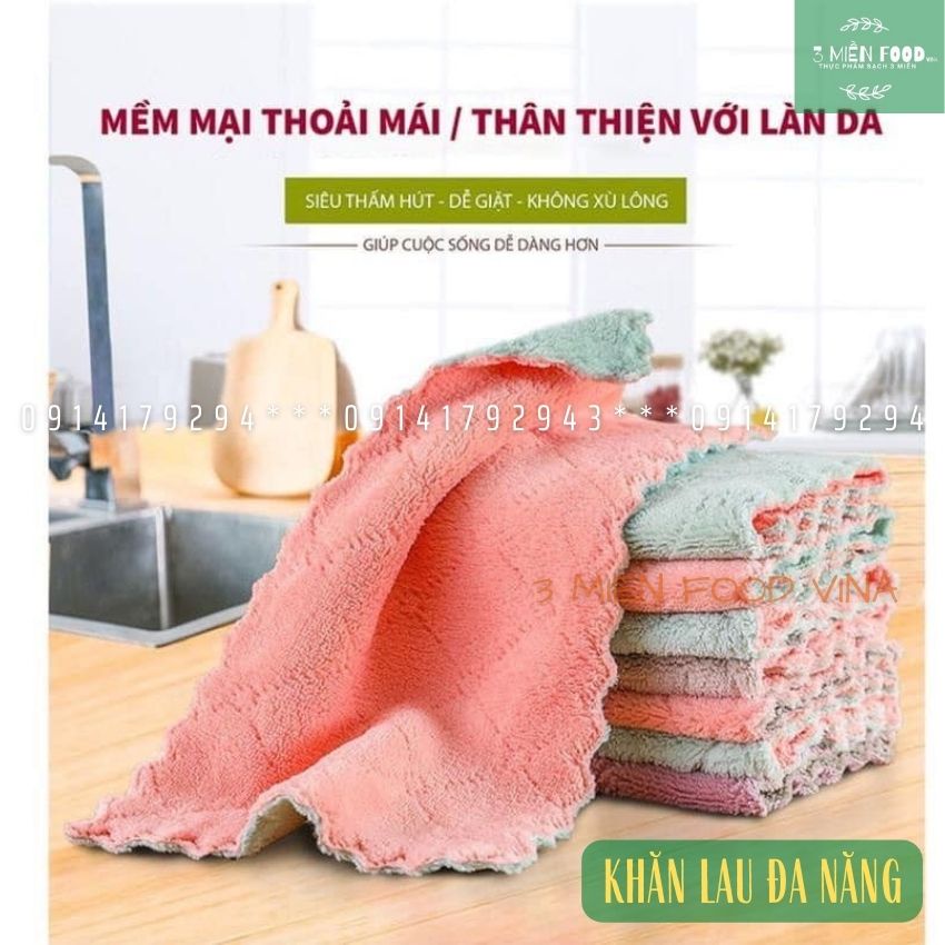 [HCM]Khăn lau đa năng,khăn lau bếp,bát đĩa,cốc chén,lau bàn ghế chống dính dầu mỡ hai mặt-3 miền food vina