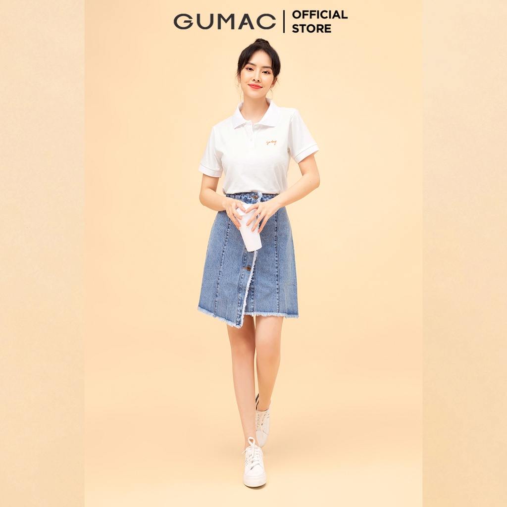 Áo polo nữ thêu chữ GUMAC phong cách trẻ trung, năng động ATB814