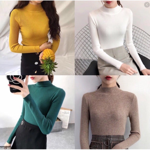 Áo len tăm nữ dài tay cổ 3 phân freesize phong cách Hàn Quốc, áo body kiểu dáng basic nhiều màu Queenshop | BigBuy360 - bigbuy360.vn