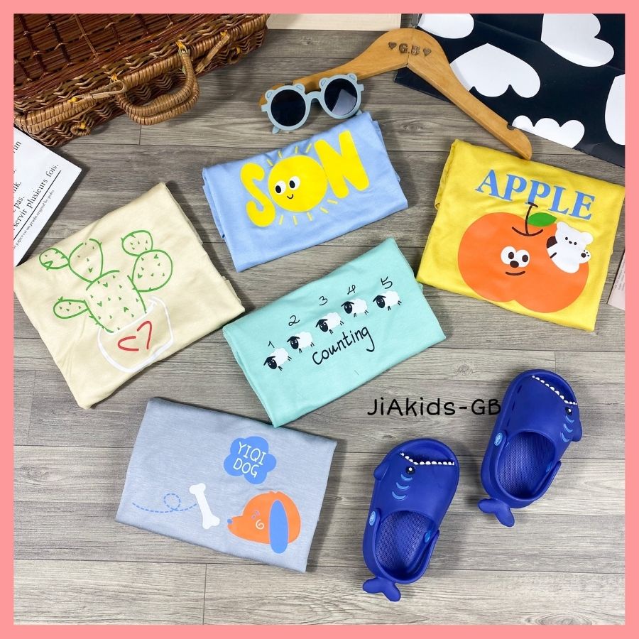 Bộ Thun Lạnh Dài Tay Cho Bé Trai Bé Gái 8-19kg -TD-IN61 In Hoạ Tiết Tối Giản Chất Vải Thoáng Mát