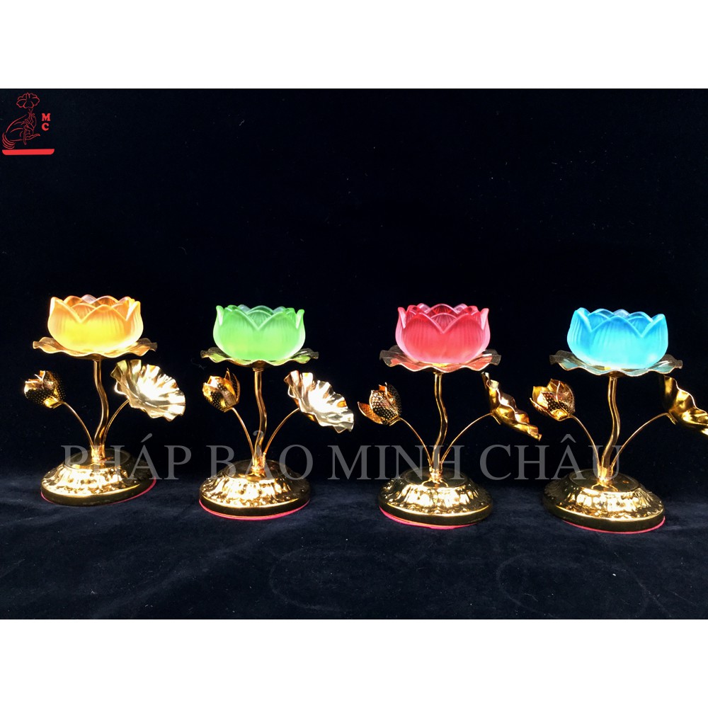 Đế nến sen thủy tinh hợp kim 7&quot;