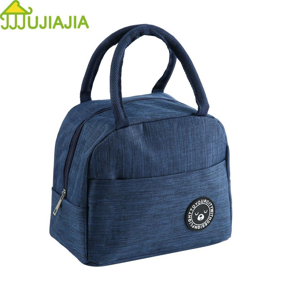 Túi Giữ Nhiệt JUJIAJIA Bằng Canvas Và Lá Nhôm Có Quai Cầm Dùng Đựng Cơm Trưa Cho Dân Văn Phòng