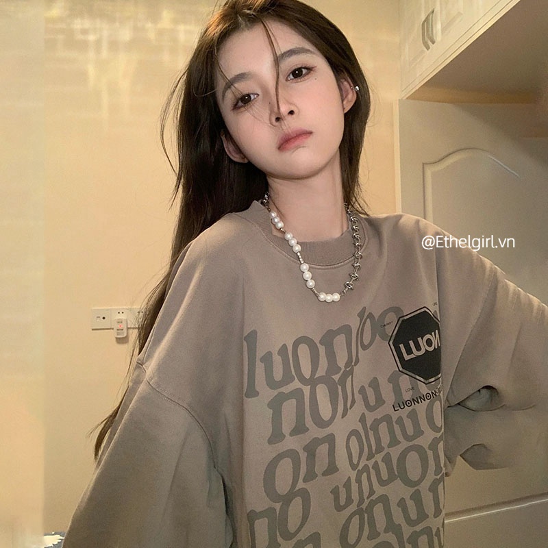 Áo Thun Tay Dài Cổ Tròn Hoạ Tiết Chữ In Thời Trang Cho Nữ | BigBuy360 - bigbuy360.vn