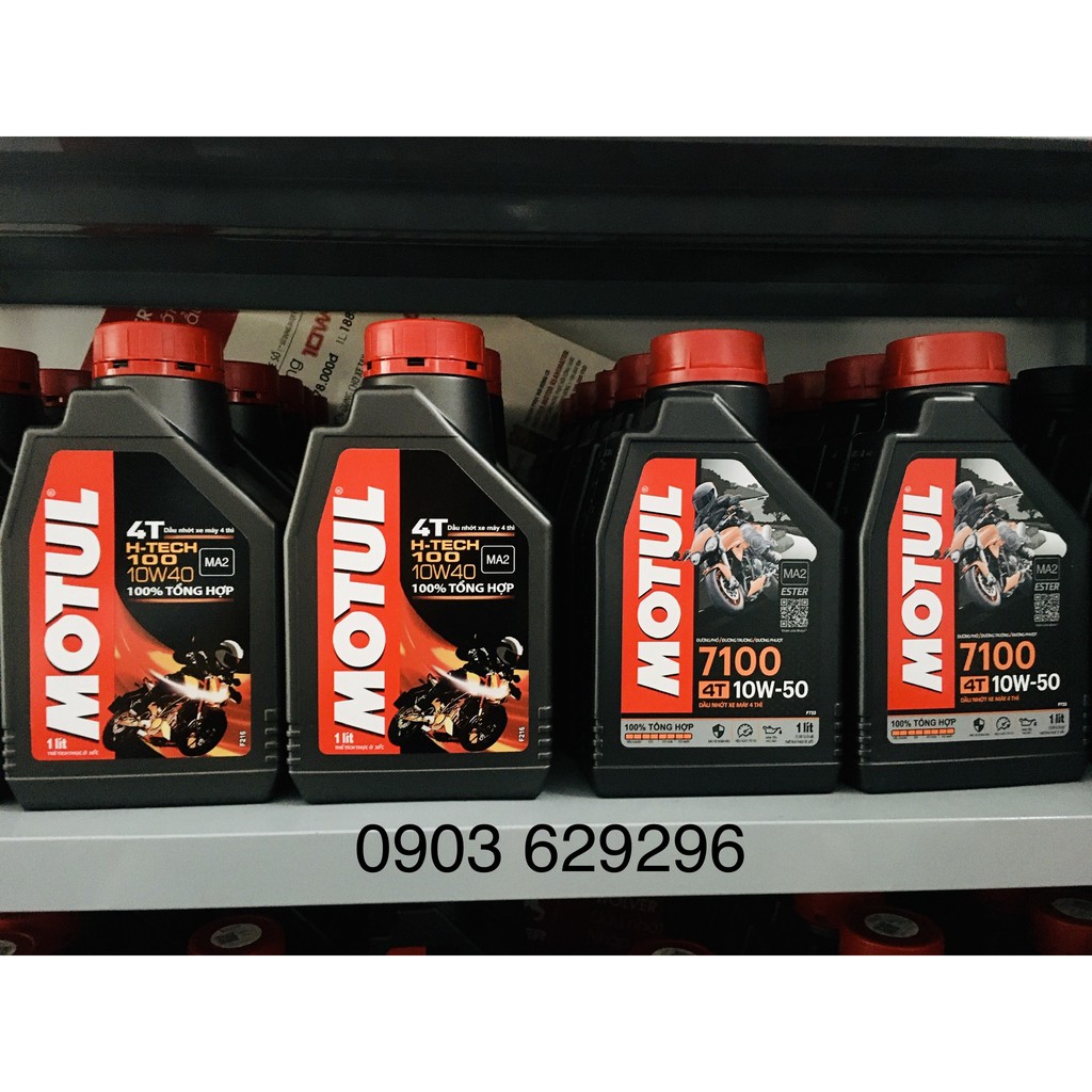 Dầu nhớt xe máy 1 lít 4T MOTUL 7100 10W50 (100% tổng hợp) MA2 SN