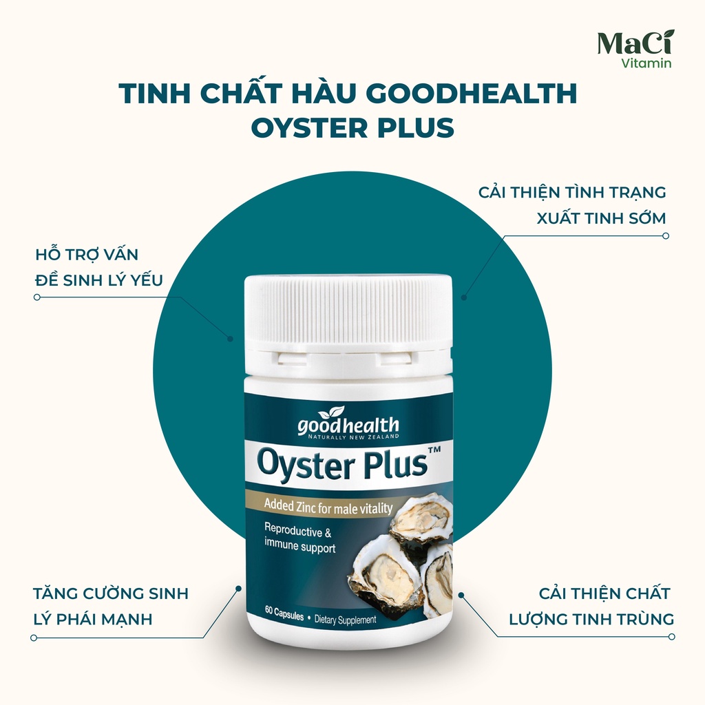 Tinh chất hàu Good Health Oyster plus tăng cường sinh lý nam giới 60 viên MaCi