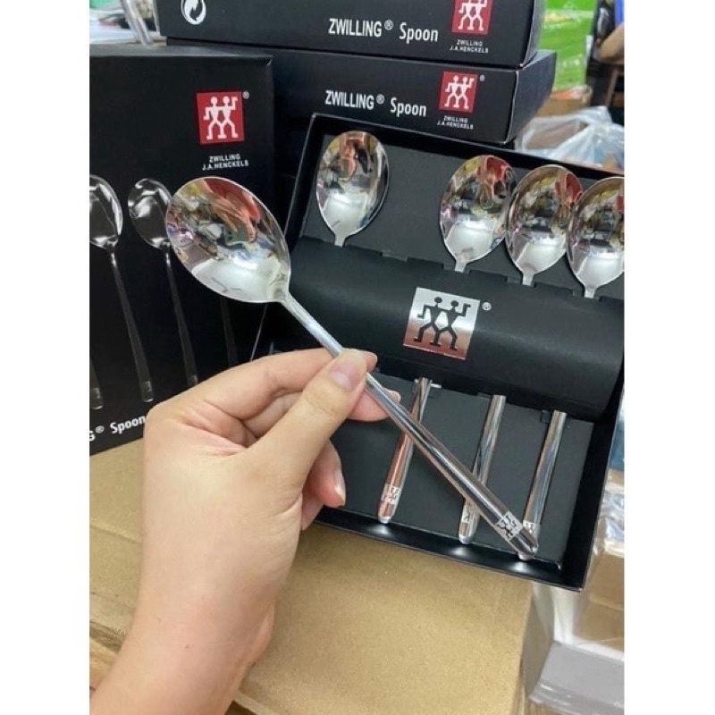 Hộp 5 thìa inox 304 cao cấp sáng bóng sang trọng