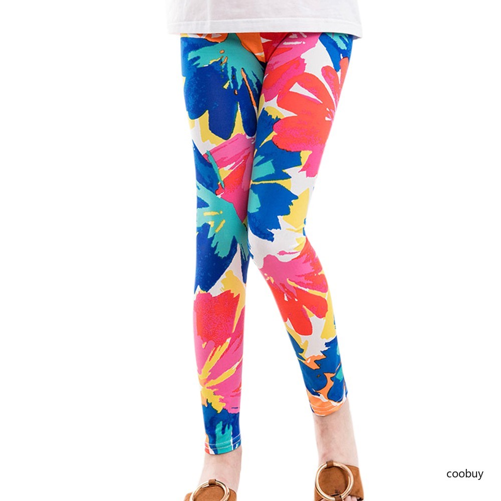 Quần legging dài chín tấc co giãn in họa tiết dễ thương phong cách hàn quốc cho bé gái