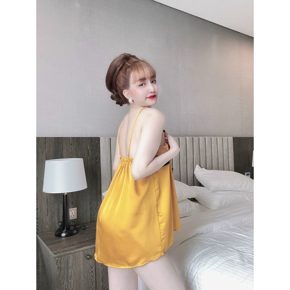 Đồ bộ mặc nhà dễ thương  bộ ngủ lụa 2 dây quần đùi chất liệu mềm mượt thoáng mát.