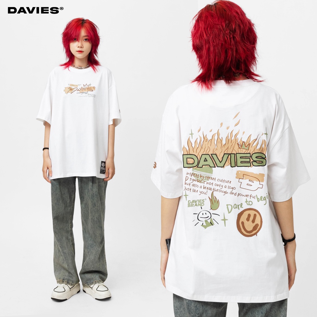 Áo thun nam nữ form rộng tay lỡ tee local brand Davies Doodle | D25-T1