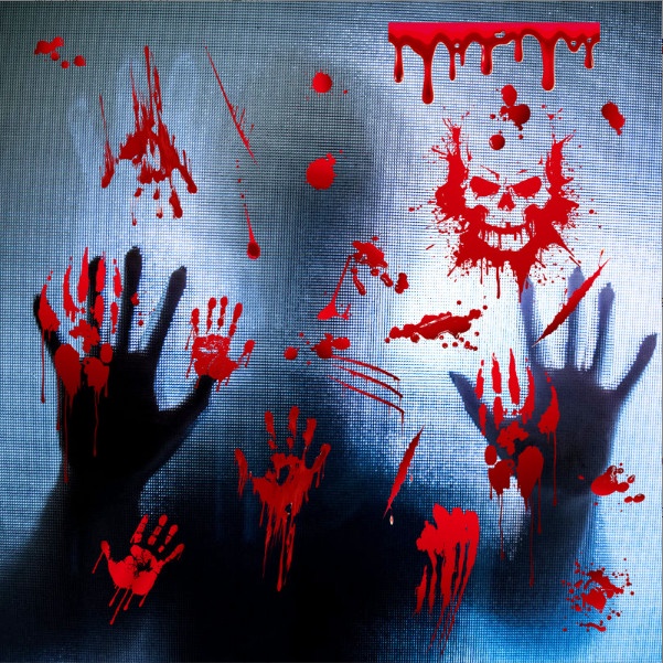 Decal trang trí Halloween hít tĩnh điện - Những vết máu kinh dị
