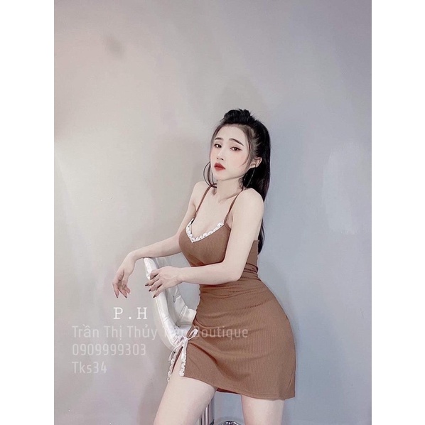 Váy Body Phối Ren Trắng Kèm Áo Khoác Dài Tay Mỏng From Chuẩn Cực Xinh