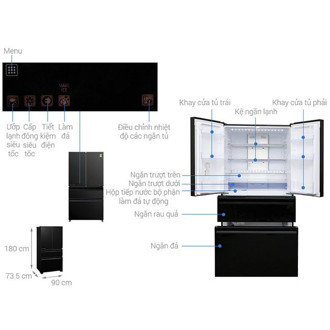 Tủ lạnh Inverter Mitsubishi MR-LX68EM-GBK-V 564 lít