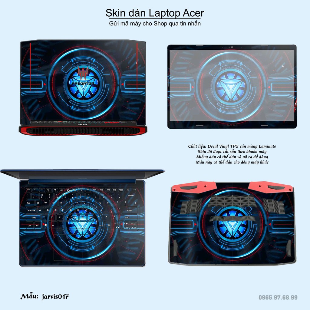 Skin dán Laptop Acer in hình Jarvis (inbox mã máy cho Shop)