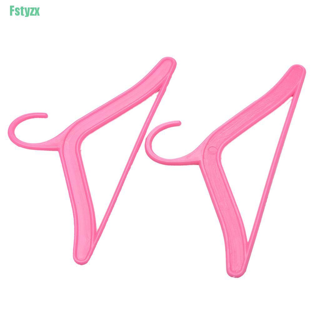 fstyzx 20 Pcs Pink Hangers for Barbies Dolls’ Clothes Accessories Plastic Hangers