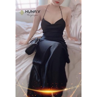 Váy Lụa Cổ Đổ Dài Xẻ Đùi Sexy