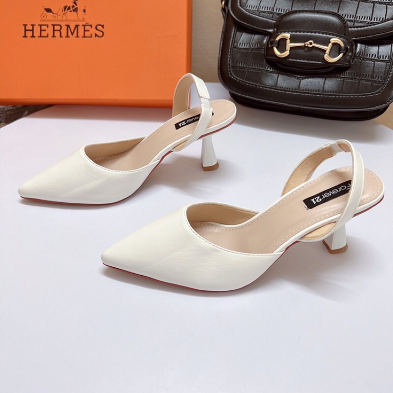 Giày sandal nữ công sở bít mũi chun sau gót nhọn 5p da lì trơn dễ đi