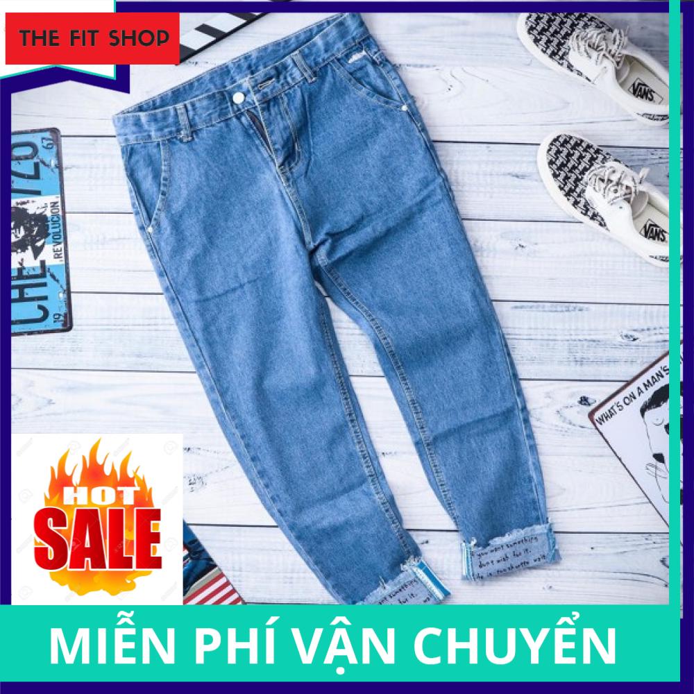 Quần Jean Nam Màu XANH NHẠT gấu sọc caro (form Slimfit) QJ803B