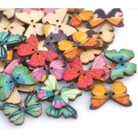 Gói 10 nút gỗ bướm vintage thumbnail