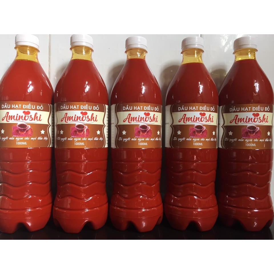 Dầu điều đỏ Aminoshi chai 500ml dùng trong nấu ăn, làm bánh,gia vị( có size 350ml/500ml/1L)