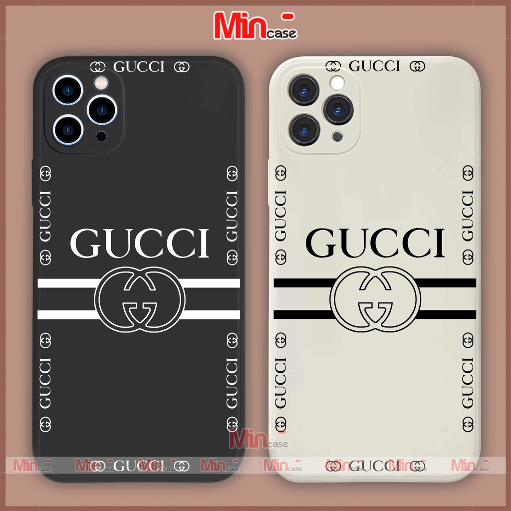 Ốp lưng điện thoại iPhone Gucci cạnh viền vuông silicon dẻo cho ip 6/6s/7/8/X/XS/XR/11/12/13/14 Pro Plus Max Mincase