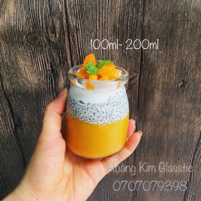 12LỌ 100ml -ĐỰNG PUDDING- SỮA CHUA- THUỶ TINH NẮP NHỰA