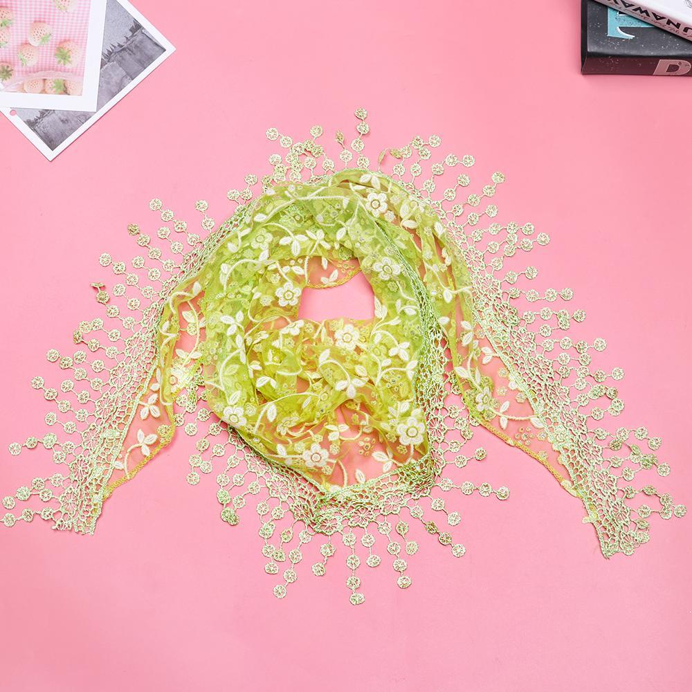 Khăn Choàng Chiffon Thêu Hoa Đính Tua Rua