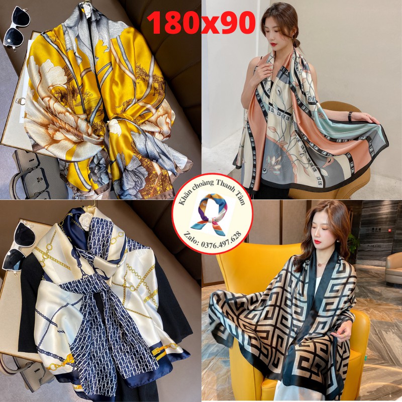 [Mã FAMARAL1 giảm 10K đơn 50K]Khăn choàng lụa dài- Khăn lụa satin nữ thời trang dáng dài 90x180 quàng cổ làm áo