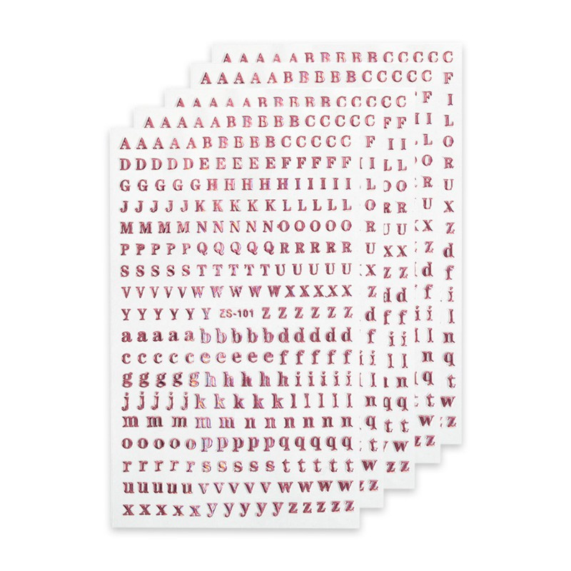 [Hàng mới về] Set 5 tờ sticker hình chữ 3d trang trí móng nghệ thuật lấp lánh