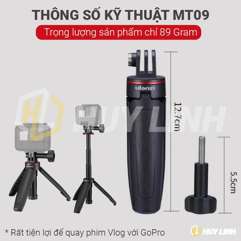 Chân tripod 3 chân để bàn Ulanzi MT-09 - Extend Gopro Vlog Hero 9 8 7 6 5, Osmo Action Camera quay chụp cầm tay