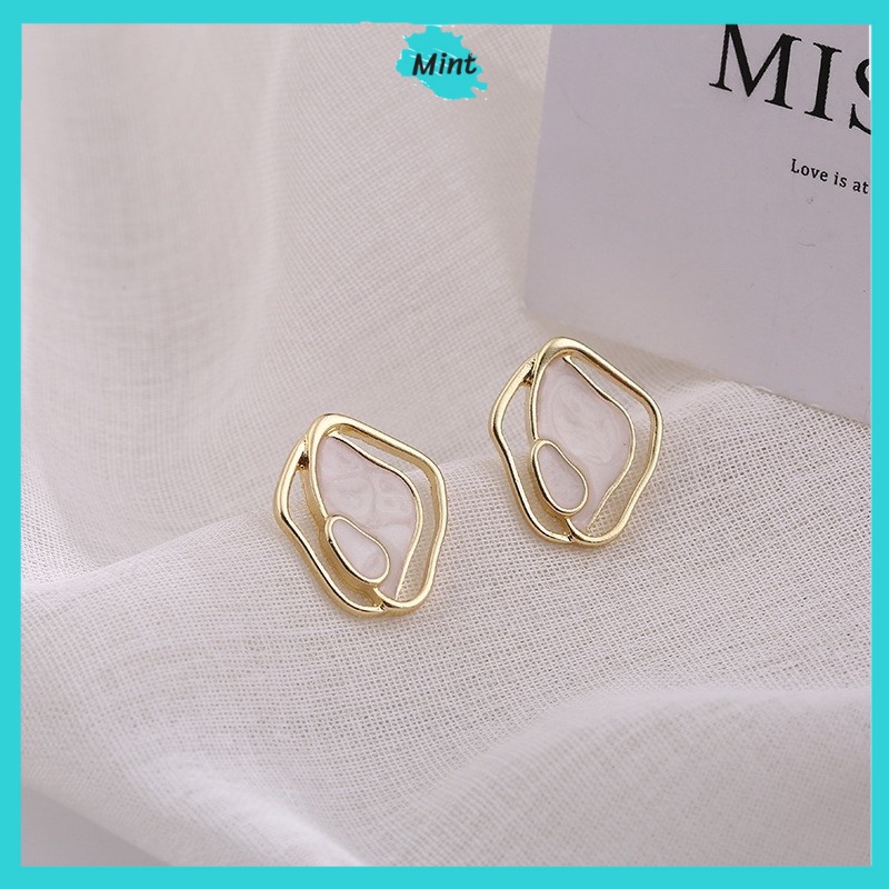 Bông Tai Nữ ❤️FREESHIP❤️ Bông Tai Vân Mây Nhũ Nhẹ Phong Cách Hàn Quốc - Khuyên Tai Chuôi Bạc S925