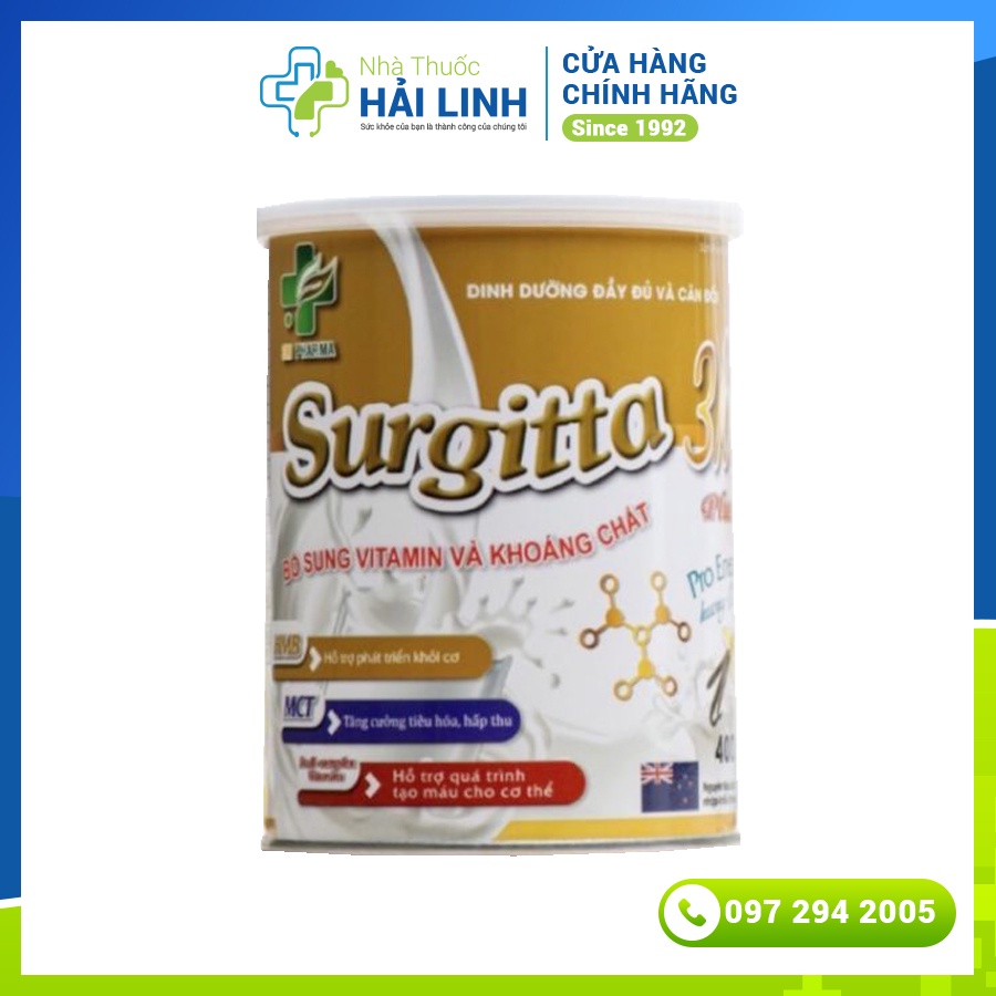 Sữa bột bổ sung dinh dưỡng Surgitta 3M⚡Nguyên liệu New Zealand⚡Hộp 900 &amp; 400g giúp bồi bổ cơ thể tăng cường sức đề kháng